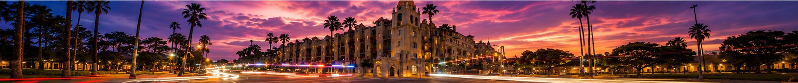 The Mission Inn at dusk, downtown Riverside