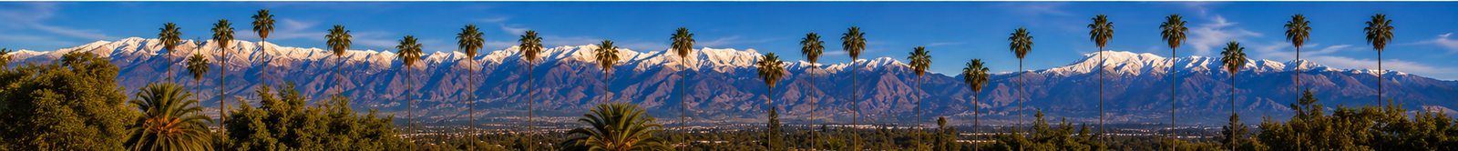 Snow-capped San Gabriel mountains behind the Inland Empire